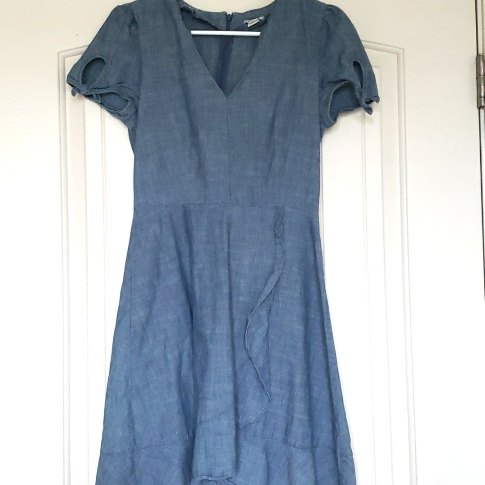 JCrew Chambray Ruffle Mini Dress